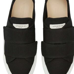 Lafayette 148 Black Canvas Slip-On Sneakers